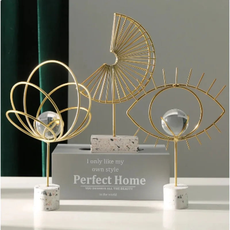 Hemasa Nordic Simple Metal Abstract Art Ornaments Porch Living Room TV Cabinet Office Desktop Creative Home Decoration