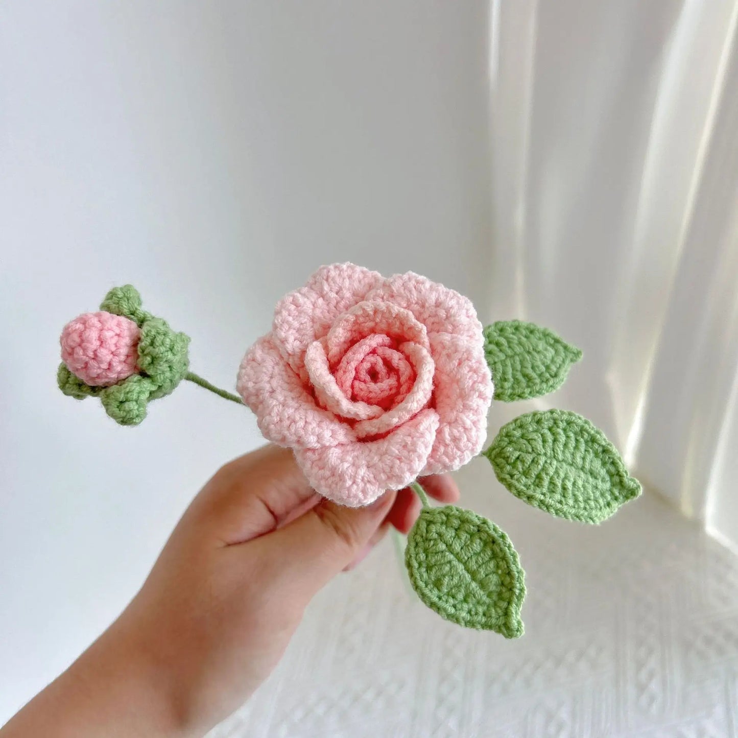 Hemasa 2 Pcs Rose Crochet Bouquet /Knitted Rose Flowers/Handwoven Bouquets