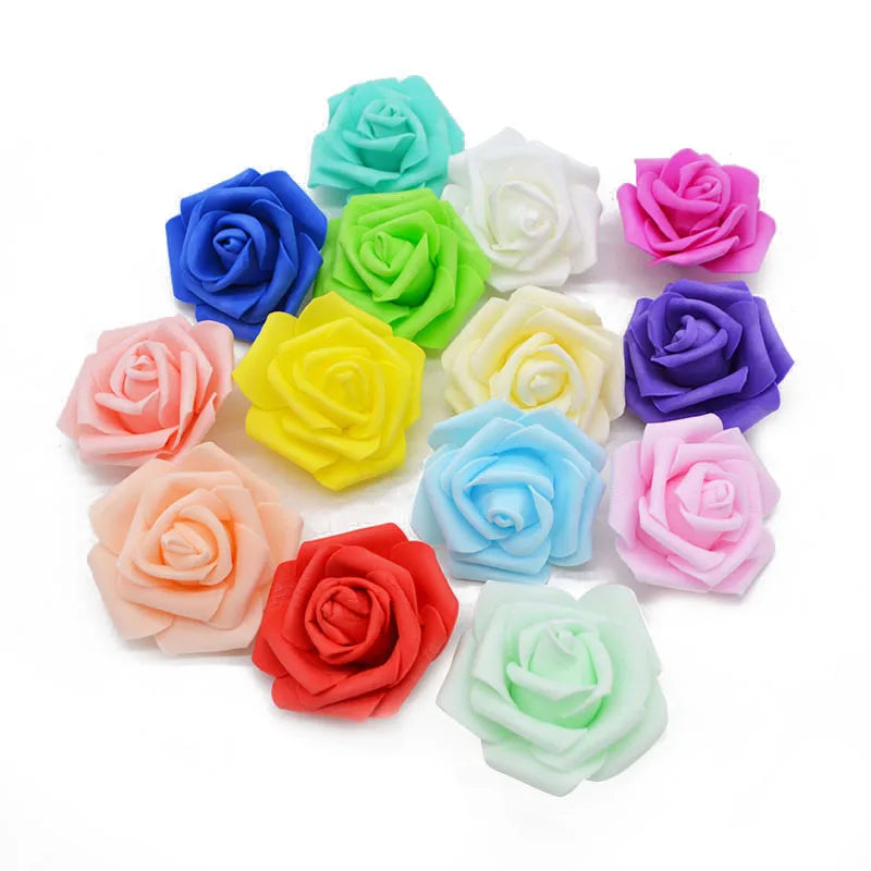 Tejesa 30/50Pcs Artificial Bridal Bouquet Foam Rose Flower Head Fake PE for Home Room Dceoration Party Wreath Accessories Wedding Decor
