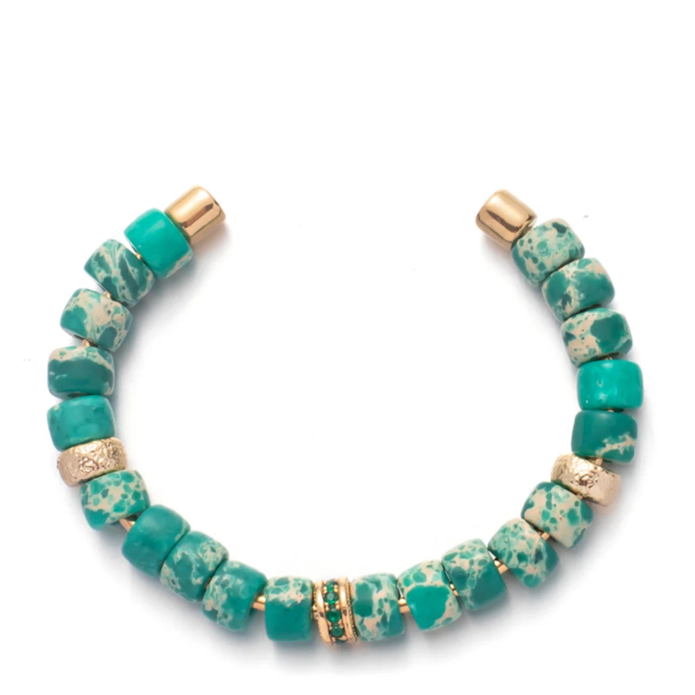 Tejesa Colorful  Natural Stone Cuff Bangle Bracelets For Women