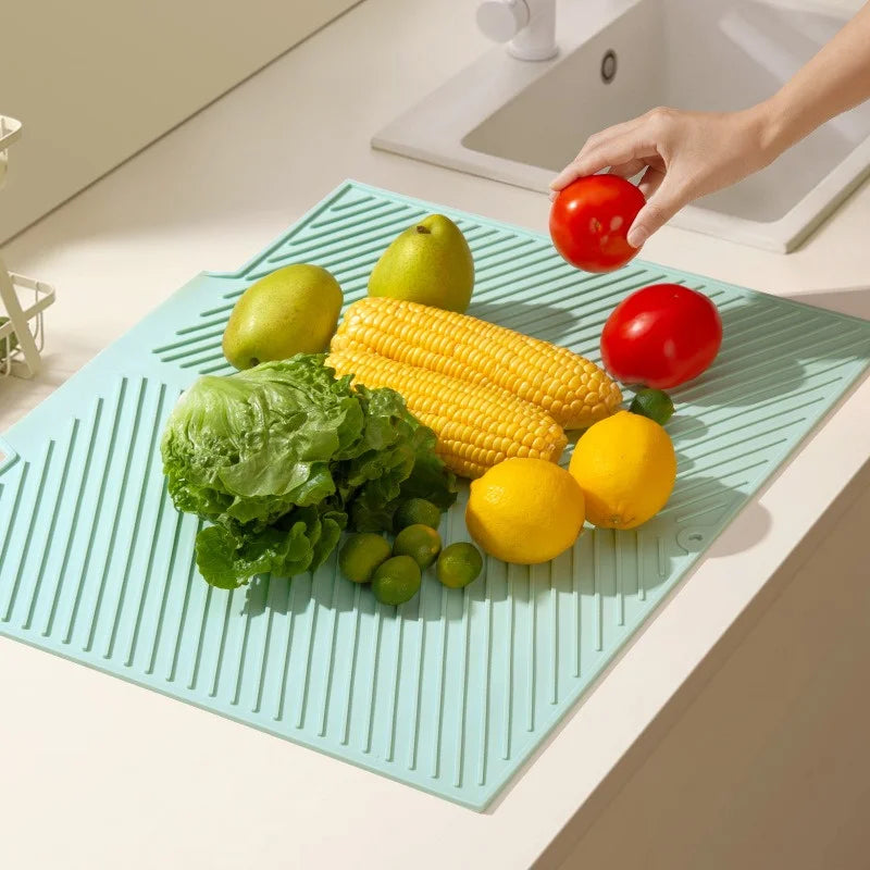 1Pc Silicone Drain Pad Ideal Drying Mat Pots Dish Drain Mat For Kitchen Tableware Non-slip Mats Anti-scald Coaster Kitchen Tools