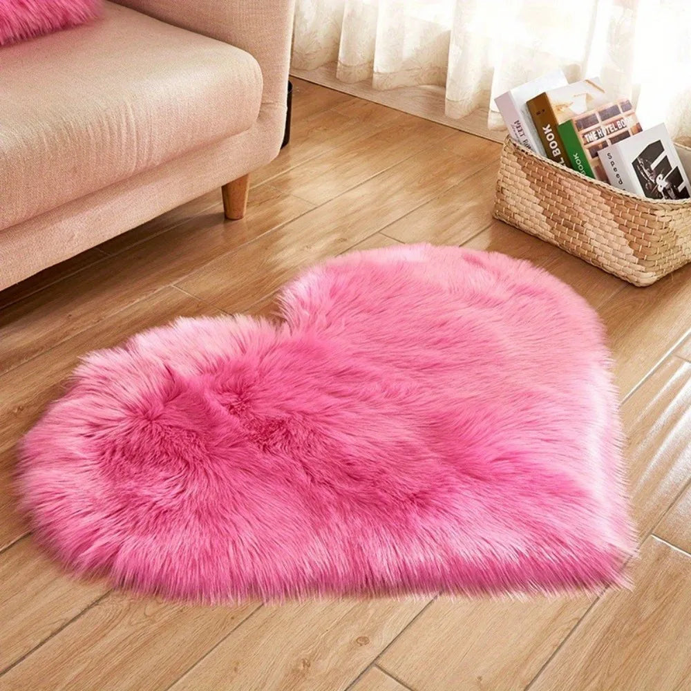 Hemasa Valentine'S Day Small Heart-Shaped Plush Area Rug Soft Indoor Carpet for Living Room Bedroom Cozy Home Decor New Year'S Gift
