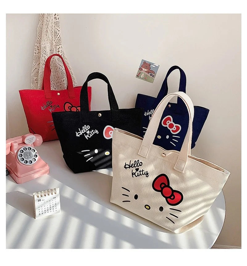 Hemasa Hello Kitty Cartoon Cosmetic /Bag Fresh Canvas Portable Mommy Bag Lunch Box Children's Snack Storage Case Purse for Girls