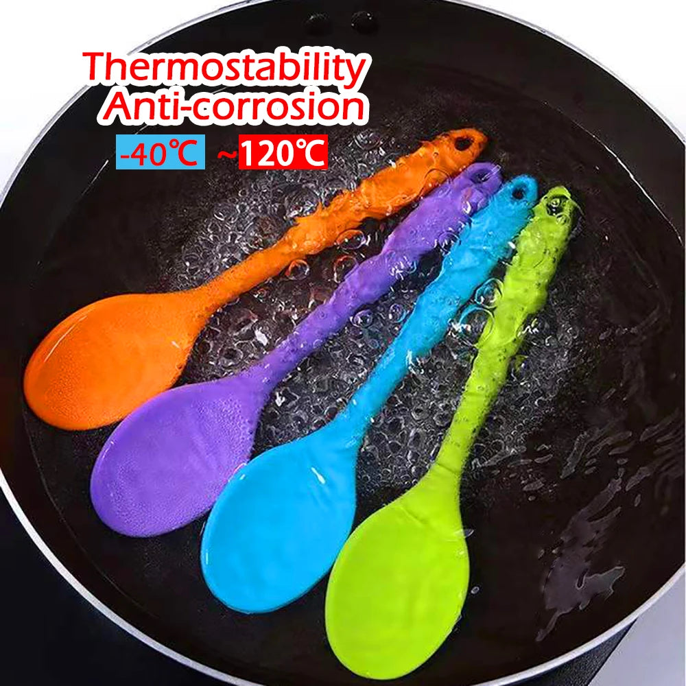 Hemasa  1Pc Soft Silicone Spoon Stirring  Long Handle Tableware Cooking Utensils Ladle Kitchen Accessories