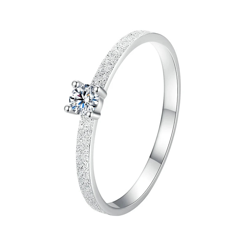 BAMOER 925 Sterling Silver Round Cut Solitare Moissanite Engagement Ring for Women, White Gold Plated Wedding Band Promise Rings