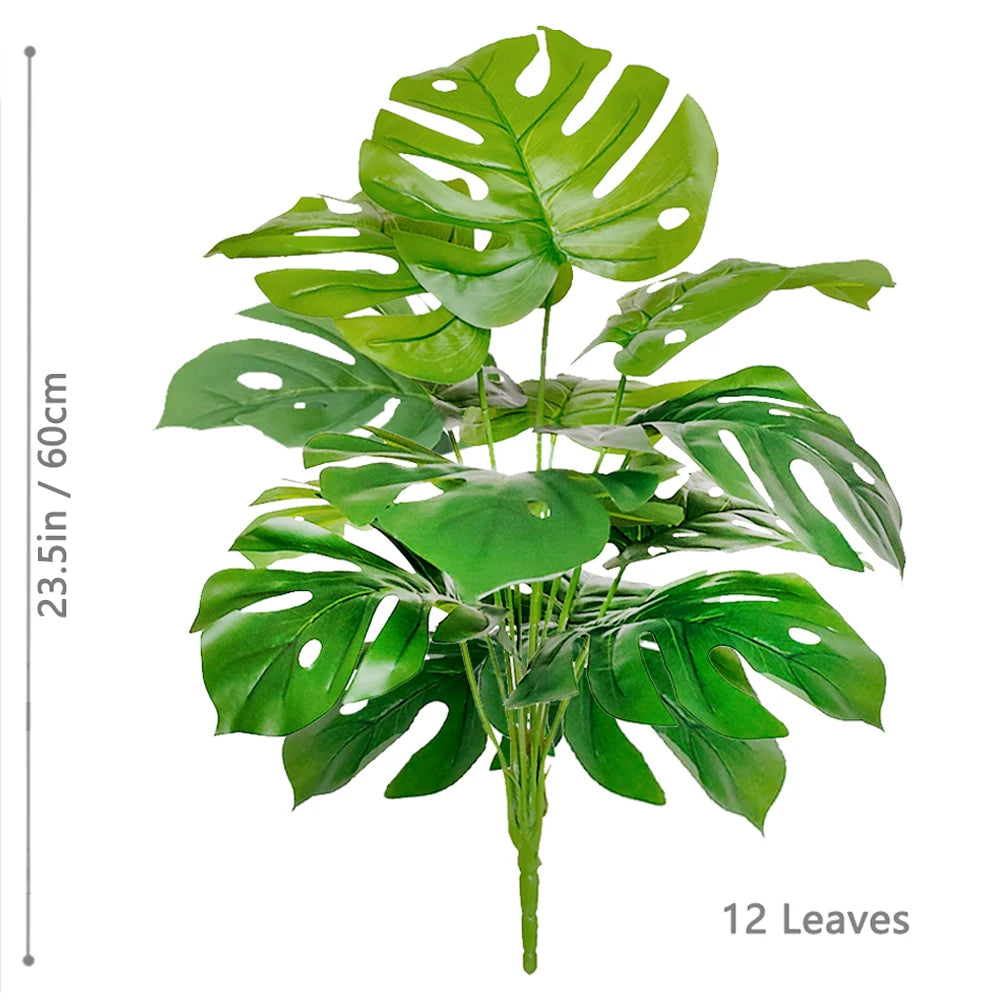 Tejesa 60-103cm Artificial Monstera deliciosa Pothos Alocasia Leaf Fake Plant Ornamental Festive Home Office Decoration