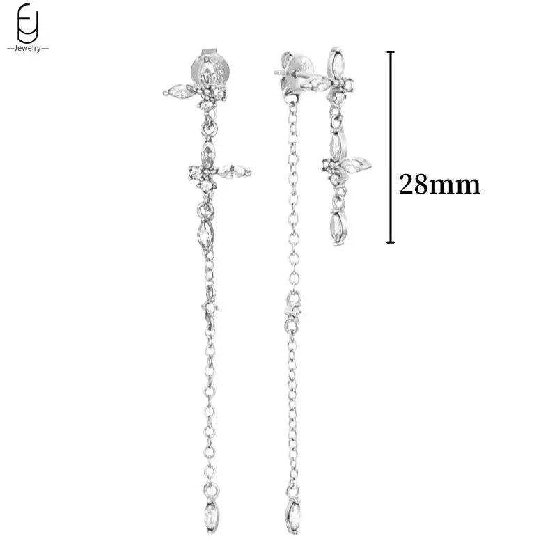 Hemasa 925 Sterling Silver Ear Buckles Fashion Hoop Earrings /White Crystal Luxury Women's Earrings Wedding Women's Jewelry Premium Gift