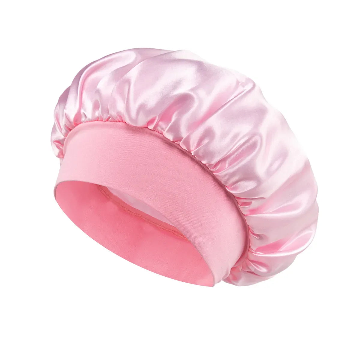 Hemasa Women Satin Bonnet Hair Bonnet for Sleeping Hair Care Silk Bonnets Solid Wide-brimmed Sleeping Hat with Elastic Soft Band