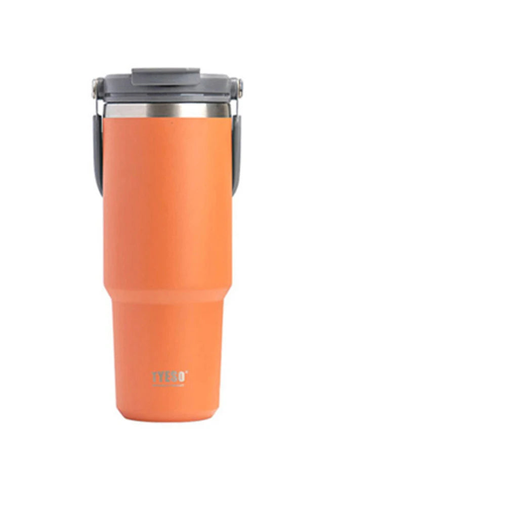 Tyeso 1200ml 40oz Tumbler With Handle and Silicone Coaster Coffee Cup Stainless Steel Vacuum Thermal Insulated Mug Cold Storage