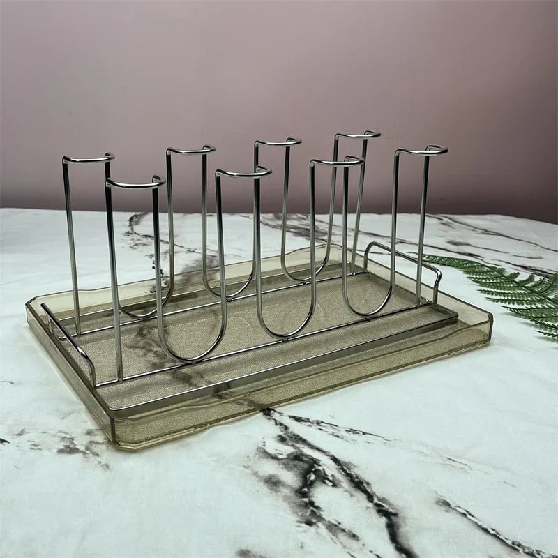 Stainless Steel Cup Tray, Inverted Hanging Rack, 8 Cup and 12 Cup Drain Rack, Home and Office Use, Durable Organizer