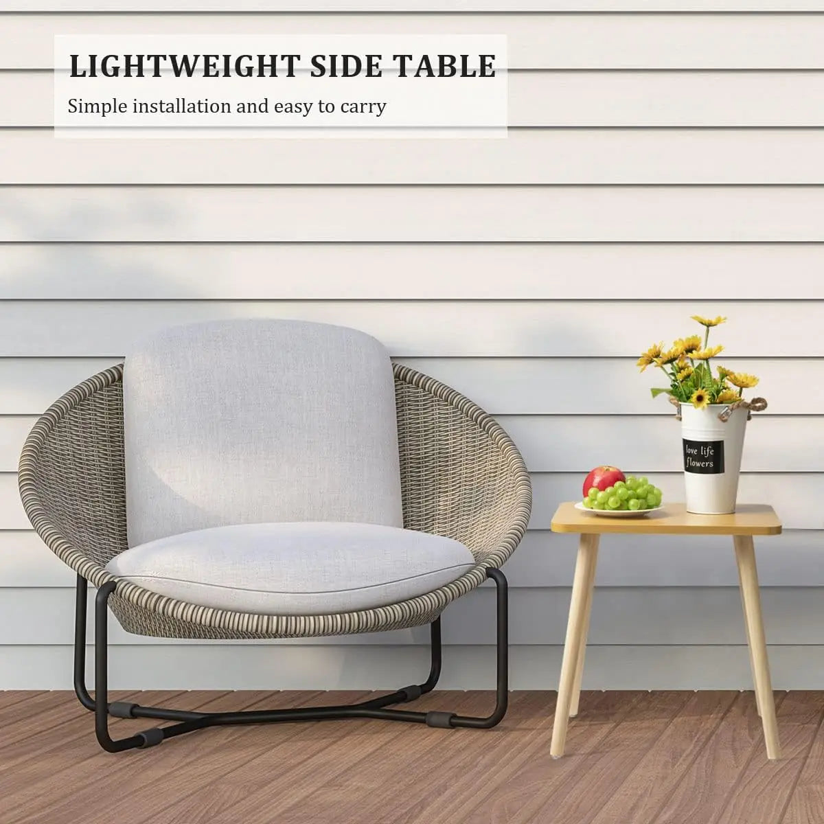 Formwell 50*50cm square Side Table Wooden Small coffee table for Living Room Bedroom and Balcony easy assemble Solid wood legs