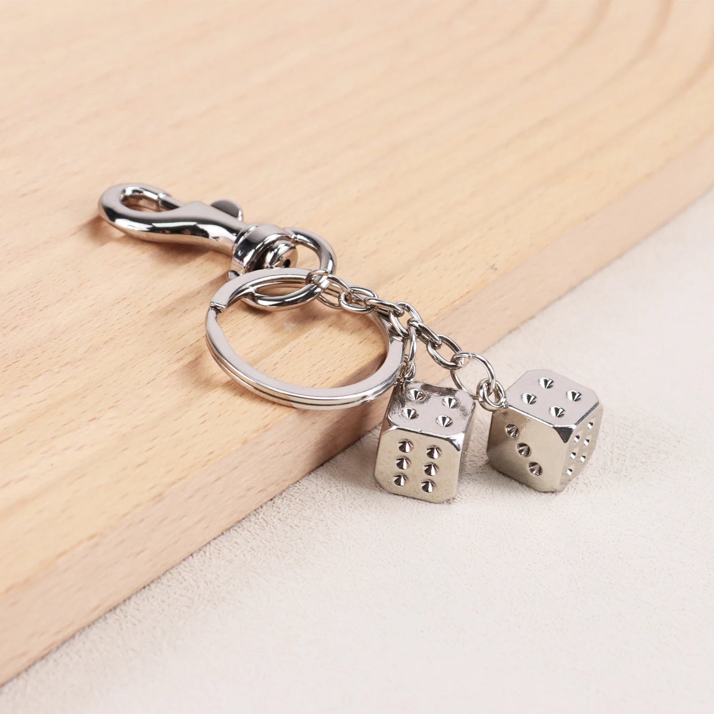 Tejesa  Stainless Steel Dice Car Keychain Making Kit Cute Bag Keychain Pendant Metal Key Ring Accessories DIY Jewelry Gift