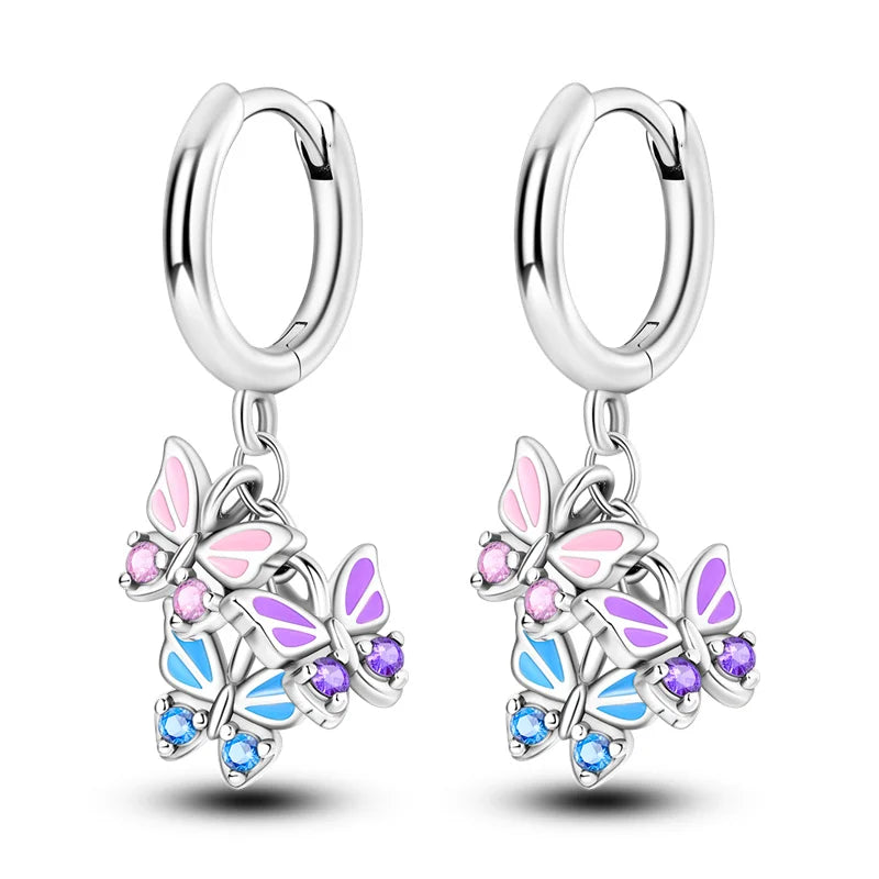 2025 Women's Earrings 925 Silver Butterfly Series Luxury Jewelry CZ Color Party Anniversary Gift