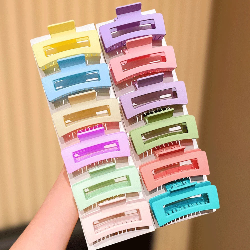 Tejesa 12/6-Pack Solid Color Square Hair Grips Fashionable Everyday Hair Accessories Styling Hairdo Enhancer for Casual Dates Home Use