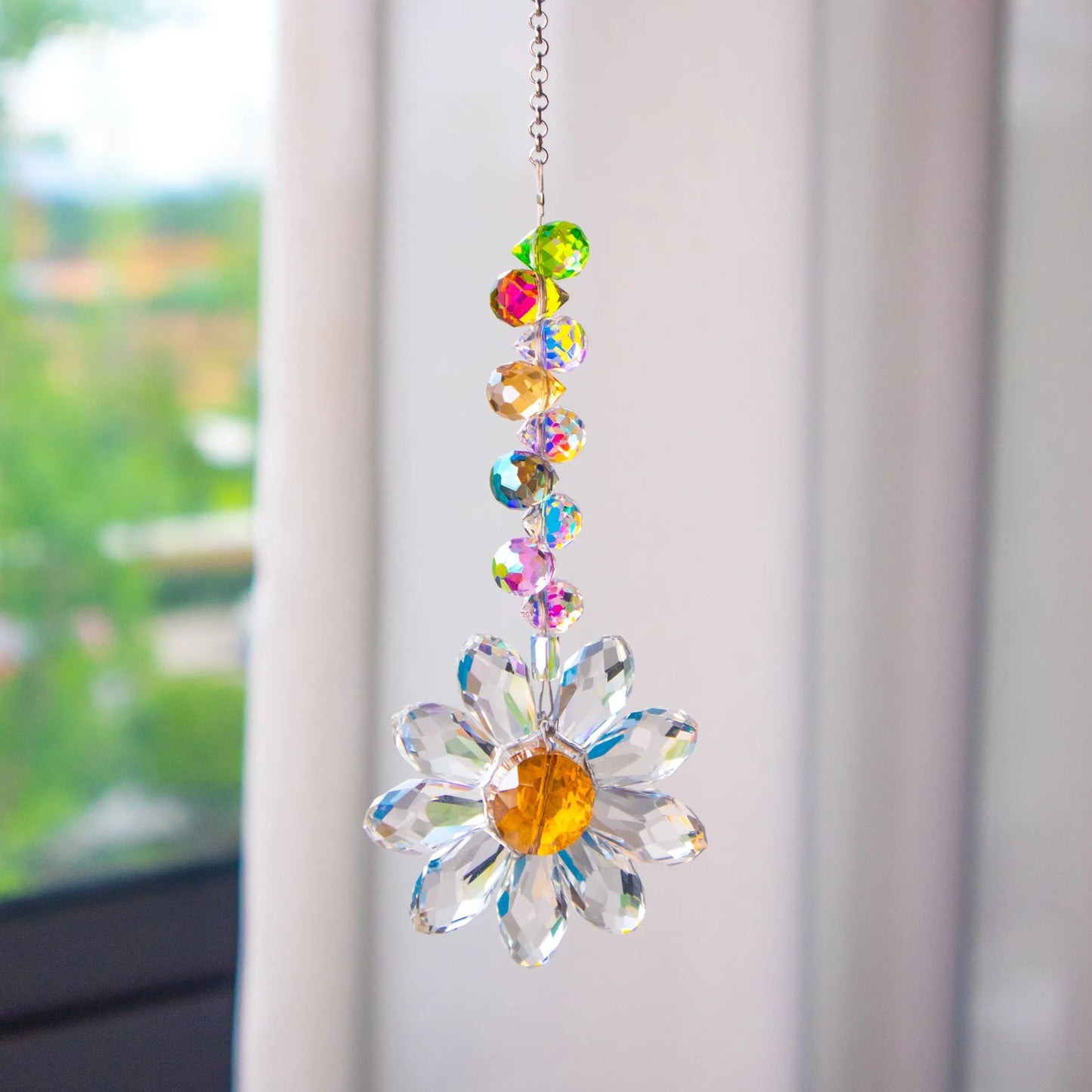 Hemasa Daisy  Crystal Sun Catcher  Window Decors Rainbow Maker Indoor Suncatcher Courtyard Garden Decoration