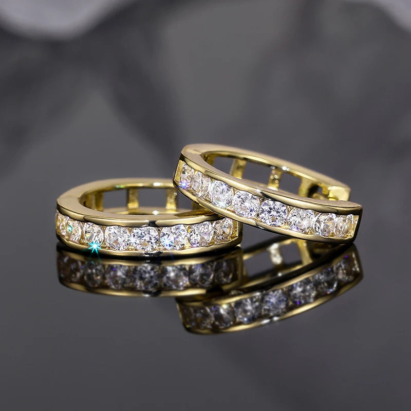 Tejesa Huitan Fashion Lady Hoop Earrings Gold Color/Silver Color Inlaid Shiny Cubic Zirconia Delicate Party Wedding Accessories Jewelry