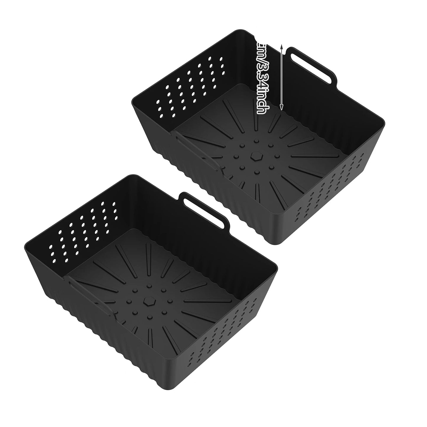 4/2pc Air Fryer Baking Tray Liner Silicone Pot Oven Bake Basket Fried Chicken Pan Pizza Mat Baking Sheet Fruit Veggi Wash Basket