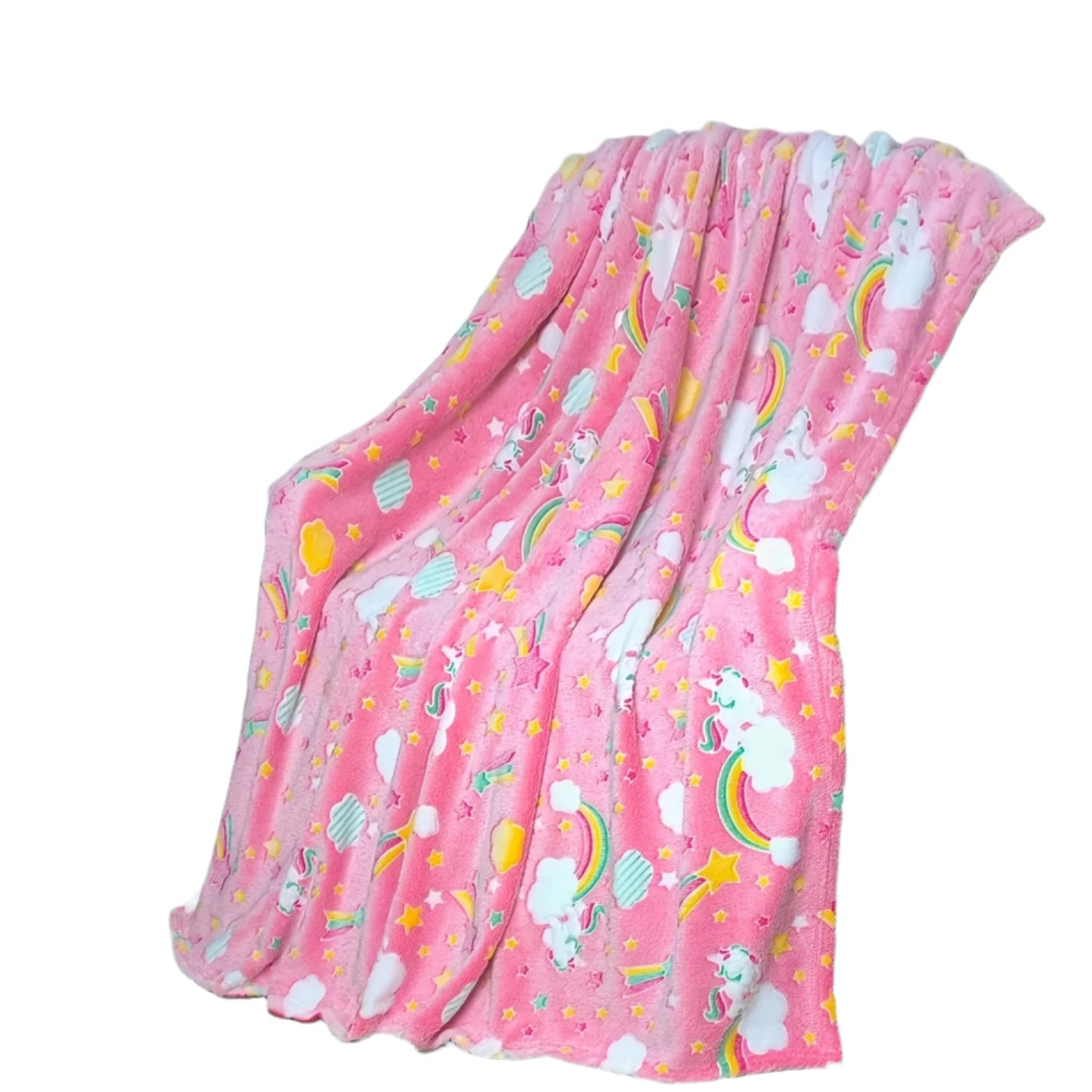 Hemasa Glow in The Dark Rainbow Throw Blanket, Soft Throw Blanket for Girls Boys, Camping Blanket, Gifts for Children Ages 1-10