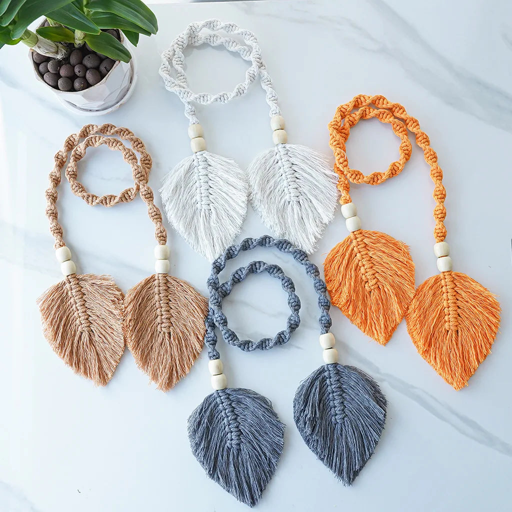Hand-Woven Macrame Curtain Straps for Living Room Decor Cotton Tassel Curtain Tie backs Curtain Straps Boho Decor Accessories