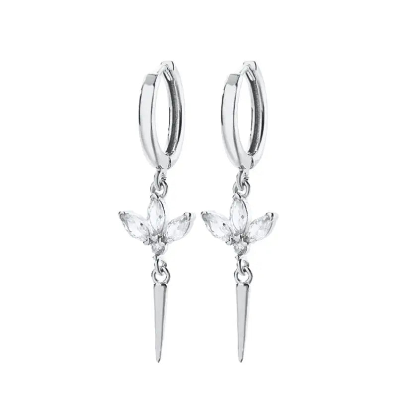 Hemasa 925 Sterling Silver Ear Buckles Fashion Hoop Earrings /White Crystal Luxury Women's Earrings Wedding Women's Jewelry Premium Gift