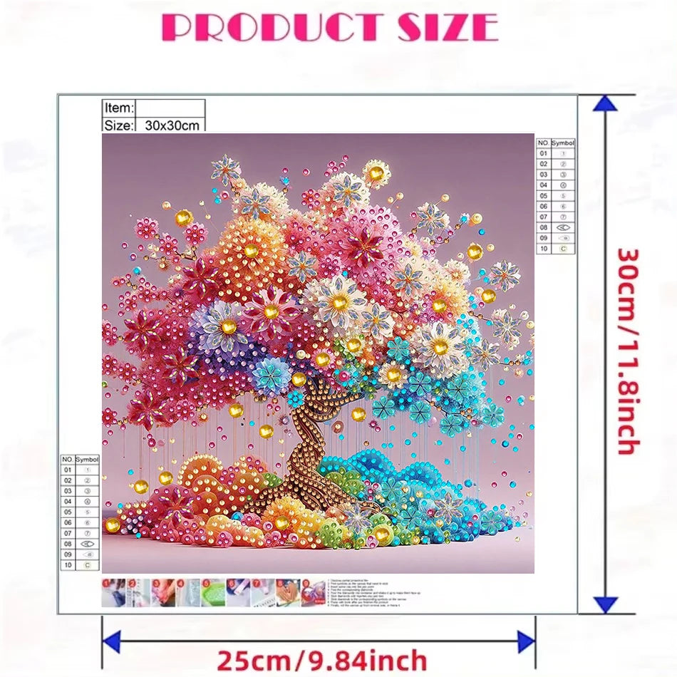 Hemasa 5D DIY Diamond Painting Flower Kit Tree Decoration DIY Special Shaped Drill Diamond Mosaic Art Gift Crafts for Wall Home Decor