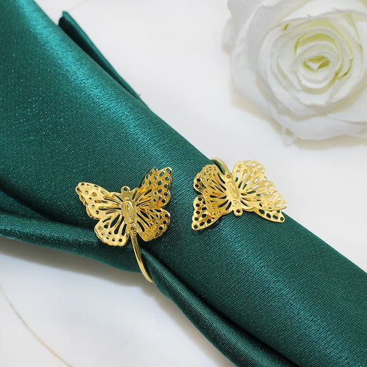 12Pcs Gold Napkin Rings Metal Butterfly Napkin Rings Holder for Dinner Party Wedding Christmas Gathering Table Decoration HB252