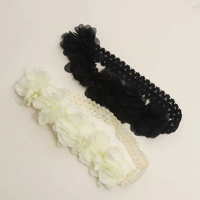 Tejesa 3Pcs Girls Flower Headbands Newborn Photograph Children's Cute Hair Accessories Girls Elastic Hairbands Gift Headwear