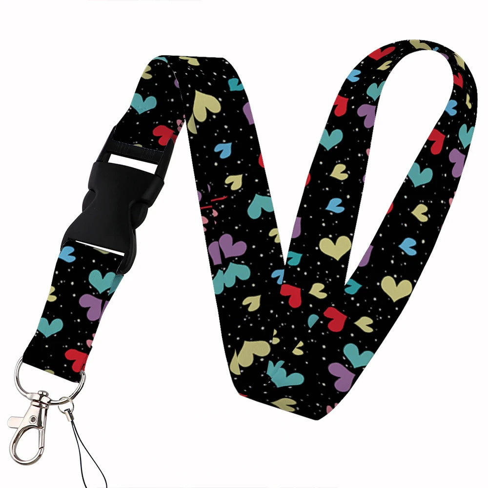 Tejesa Beautiful heart-shaped Lanyard Keys Chain Badge Holder ID Credit Card Pass Hang Rope Lariat Mobile Phone Charm Accessories Gifts