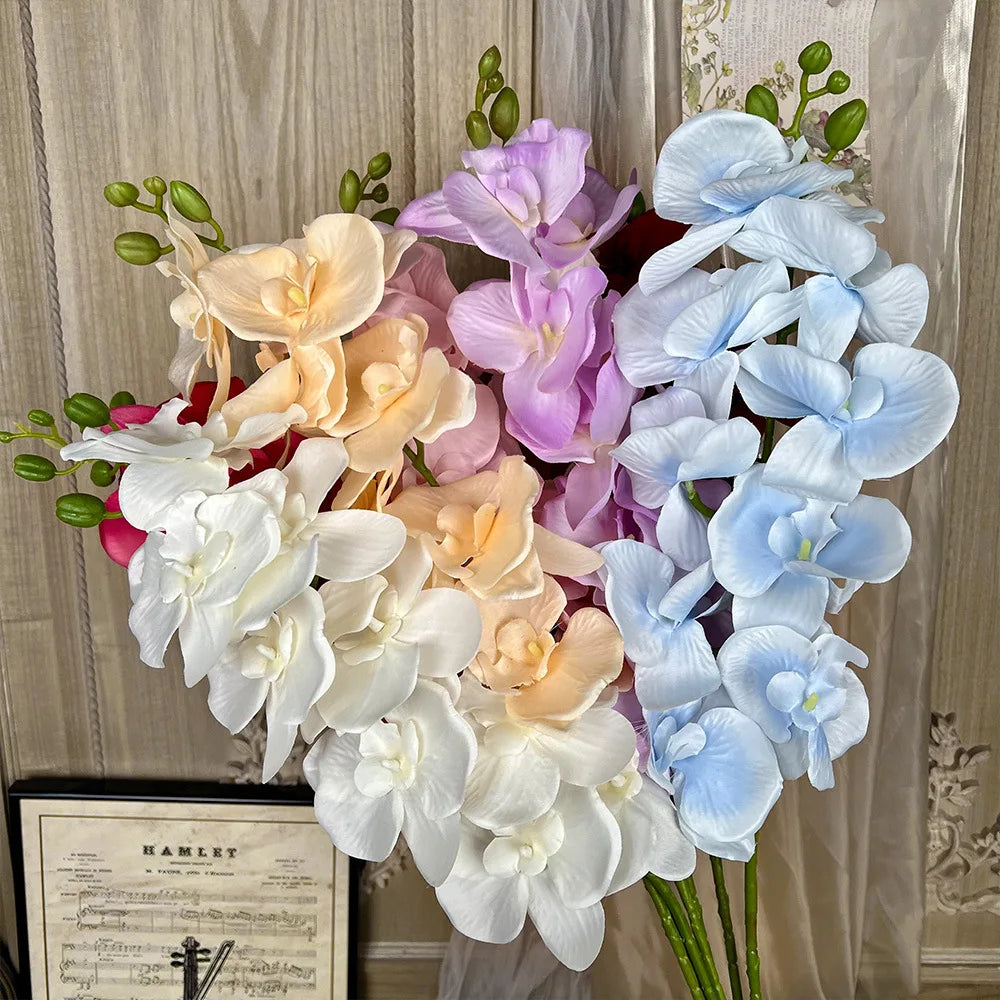 3D Silk Butterfly Orchid Artificial Flower Branch Home Vase Table Decor Wedding Outdoor Garden Bride Bouquets DIY Wreath Gift