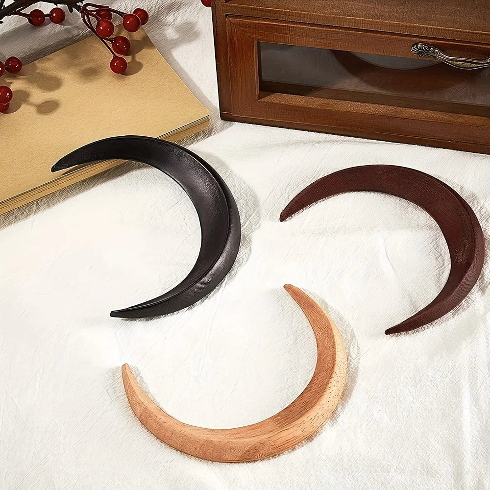 Hemasa Carved Crescent Moon Wooden Hair Stick for Women