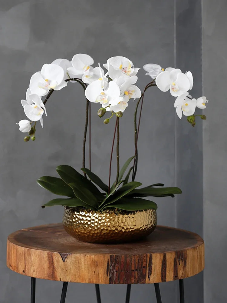 High-end phalaenopsis pot fake flower simulation flower living room large table decoration flower porch decoration