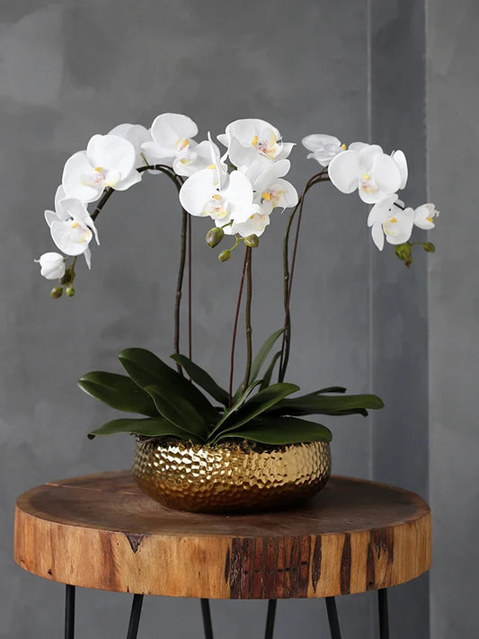High-end phalaenopsis pot fake flower simulation flower living room large table decoration flower porch decoration