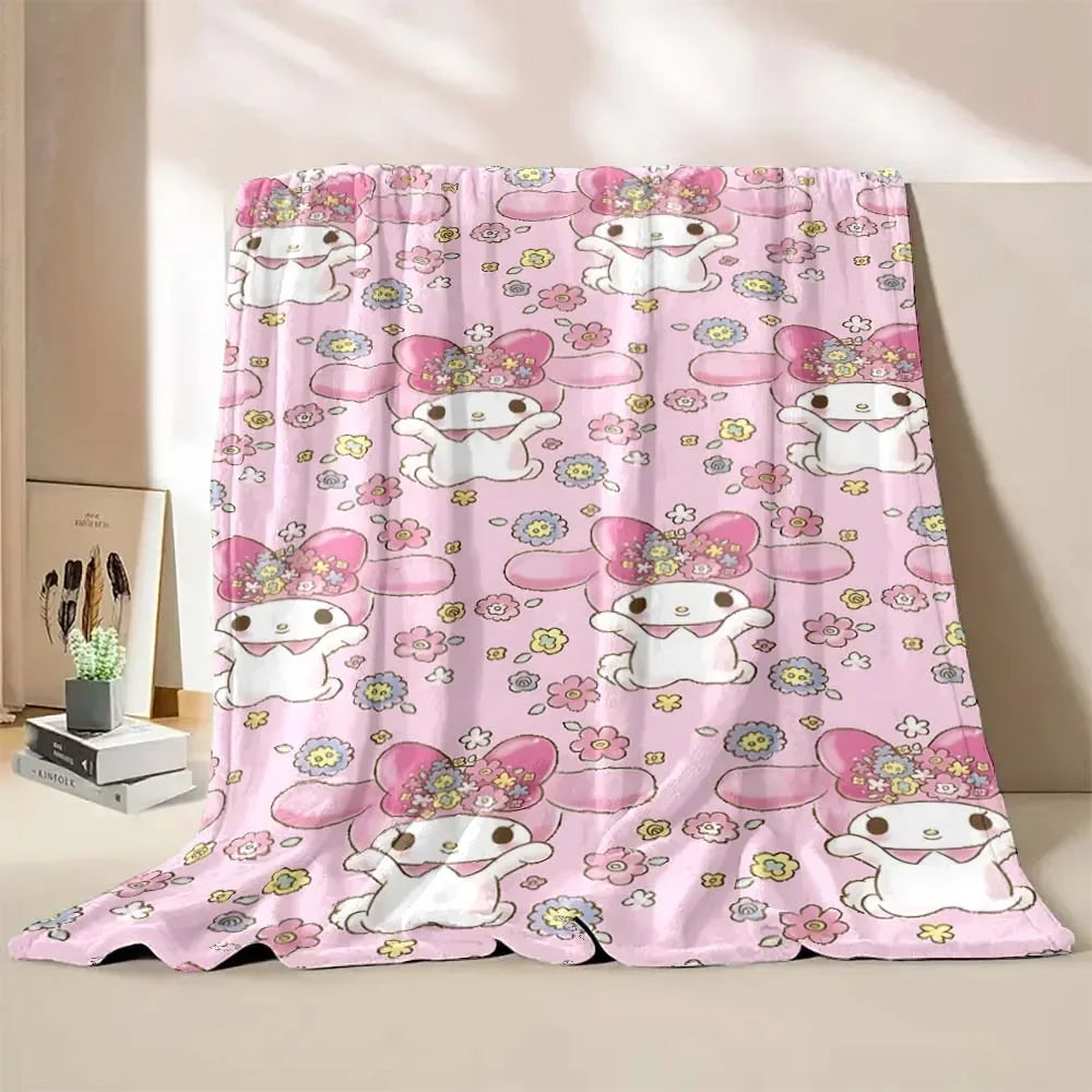 My Melody Flannel Blanket Sanrio Soft Fluffy Quilt Thicken Plush Nap Blanket Cartoon My Melody Sofa Blanket Child Adult Gift