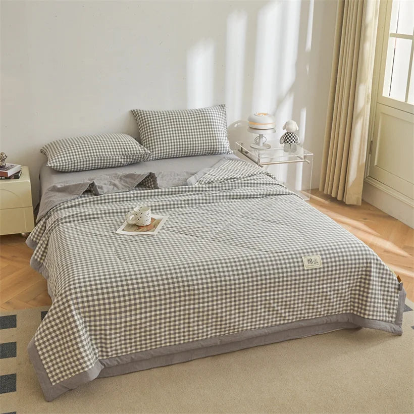 Tejesa Summer 100% Cotton Thin Quilt Comforter Soft Air Conditioning Quilt/Duvet/Blanket Lightweight Bed Cover Soft Bedding