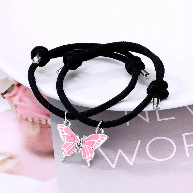 Hemasa  2pcs/set   Butterfly Bracelet Adjustable BFF Friendship Jewelry Gifts For Kids