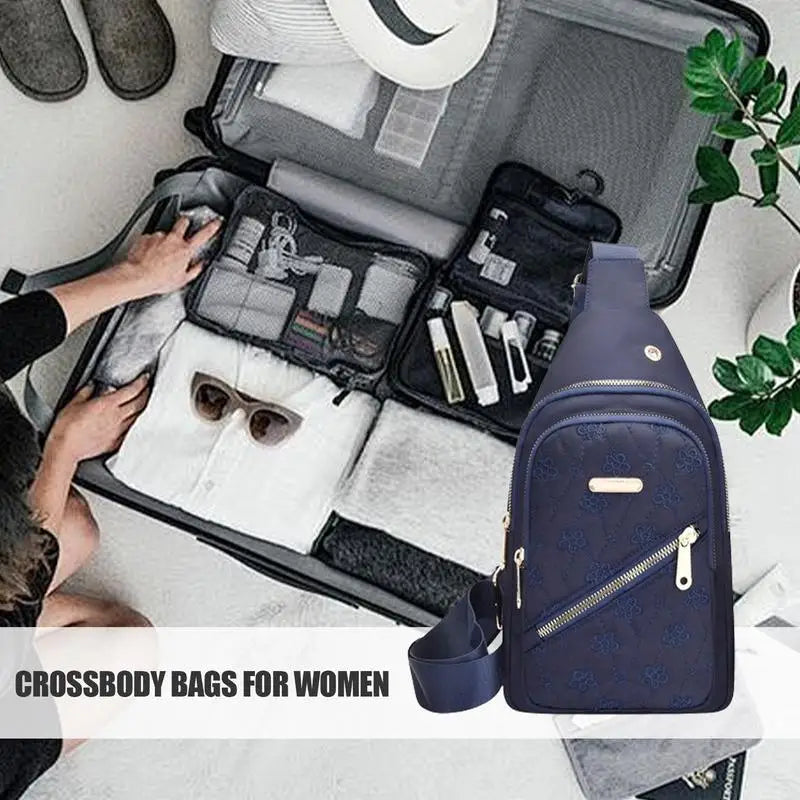Hemasa Womens Sling Bags Crossbody Crossbody Bag Chest Bag Waterproof Oxford Cloth Crossbody Purse With Earphone Hole Sling Bag Daypack