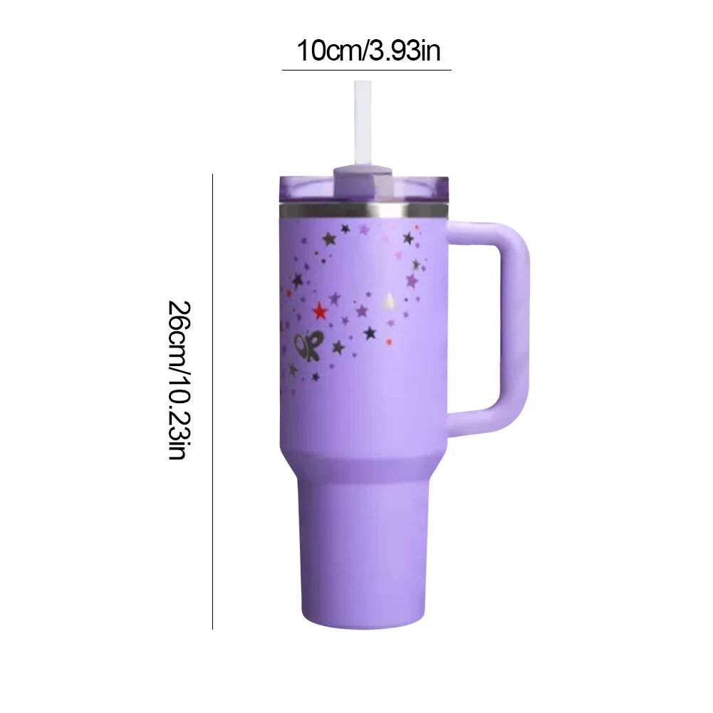 Hemasa 40oz Double-Layer Insulated Cup Lid&Straw Thermal Water Bottle /Stainless Steel Vacuum Insulated Mug Cup for Cold Hot Beverages