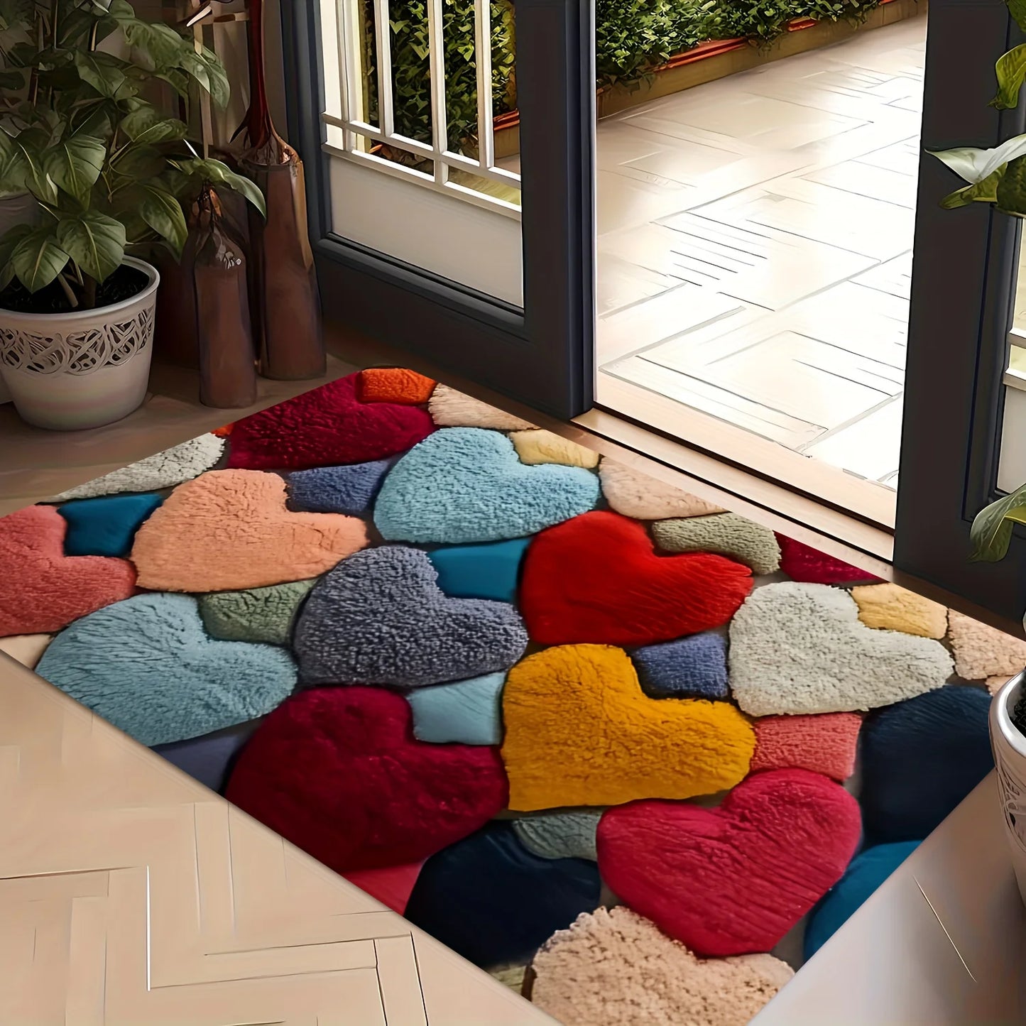 Hemasa Valentine's Day Heart Pattern Mat/Soft  Memory Foam Rug/ Non-Slip Floor Mat for Living Room/Bathroom/Holiday Gift Home Decor