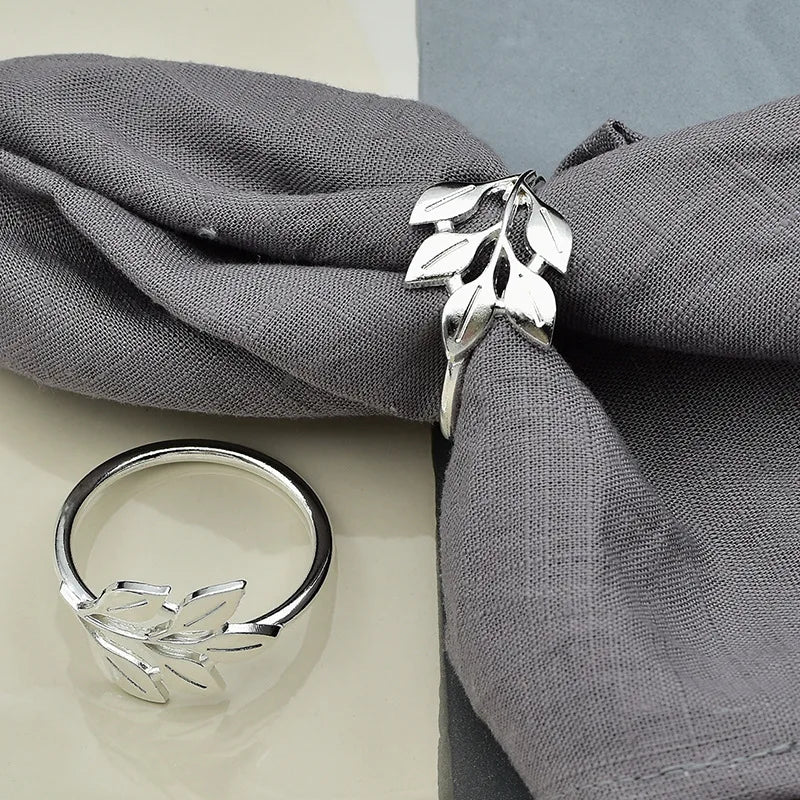 Hemasa 6 Pieces  Leaf Napkin Rings /Buckle Napkin Holder for Christmas
