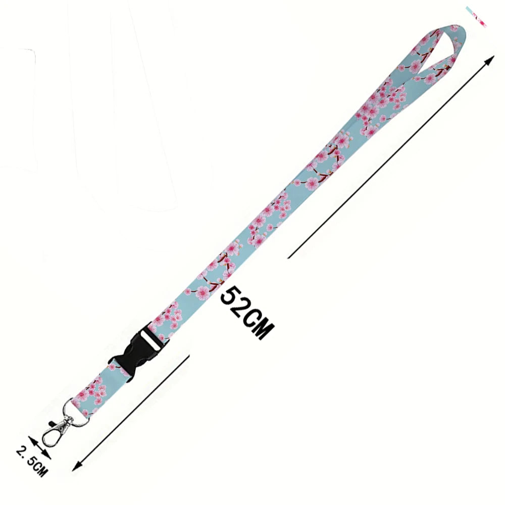 Tejesa Beautiful flower Lanyard Keys Chain Badge Holder ID Credit Card Pass Hang Rope Lariat Mobile Phone Charm Accessories Gifts