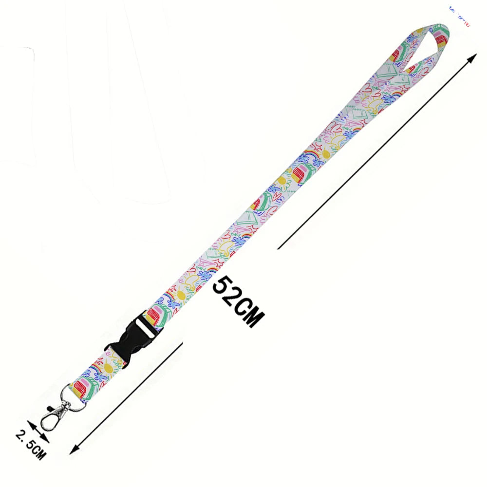 Tejesa Beautiful rainbow Lanyard Keys Chain Badge Holder ID Credit Card Pass Hang Rope Lariat Mobile Phone Charm Accessories Gifts