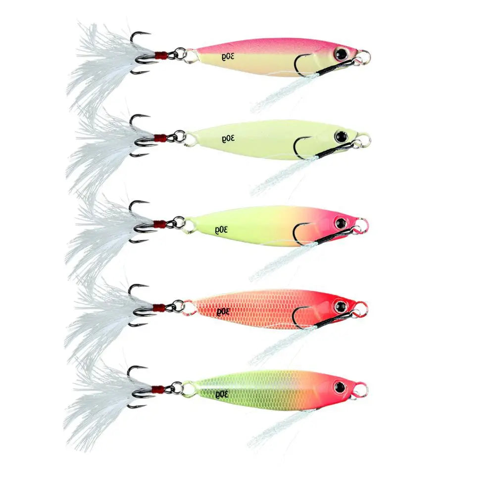 Tejesa Luminous Jigging Lure for Long CastingJIG 7g- 30gFeather Hook Sea Fishing Floating Shore Mackerel