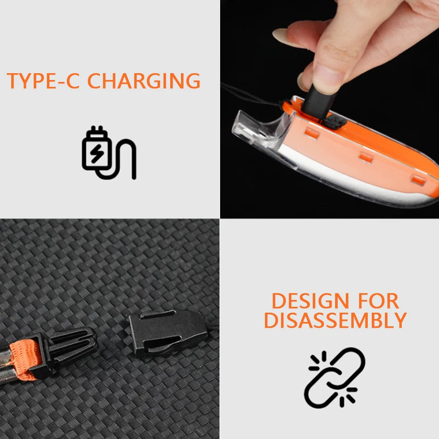 Mini LED Whistle Light USB Rechargeable Camping Keychain Light 3 Lighting Modes Flashlight Outdoor Emergency Torch with Lanyard