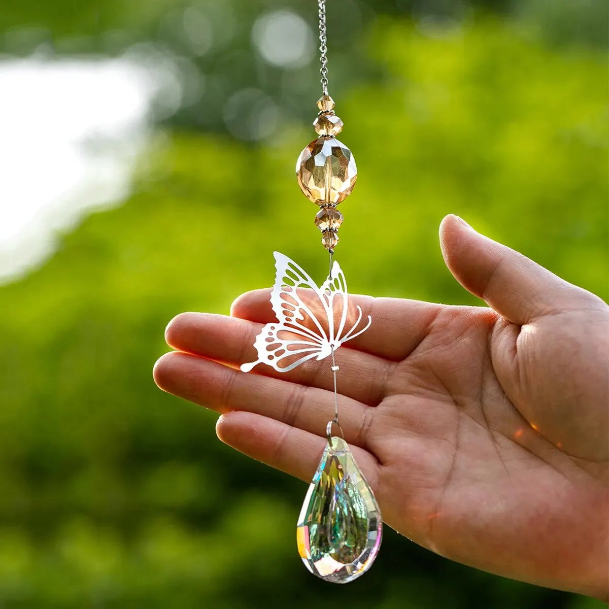 Tejesa  Butterfly   Coloured  Crystal  Suncatcher Prism Ball Pendant Rainbow Maker Family Room Wedding Party Decoration
