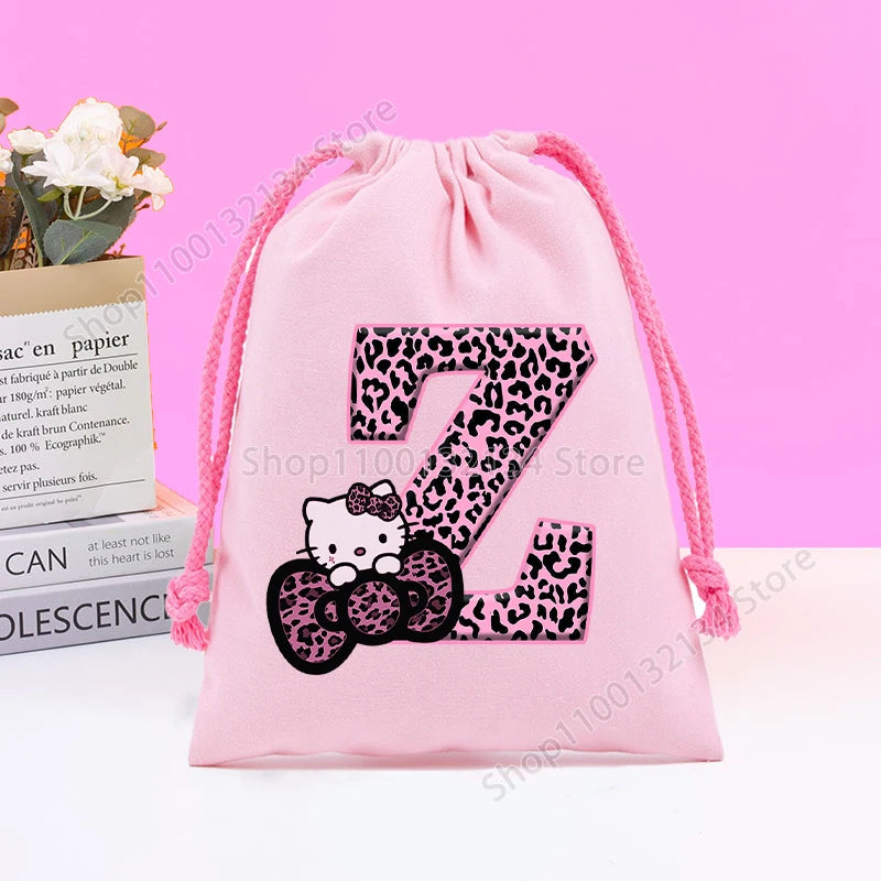 Sanrio Hello Kitty Drawstring Bagfor  Kids /Anime Letter Printed Bags Cookies Candy Storage Bag Wedding Jewelry Gift Bag
