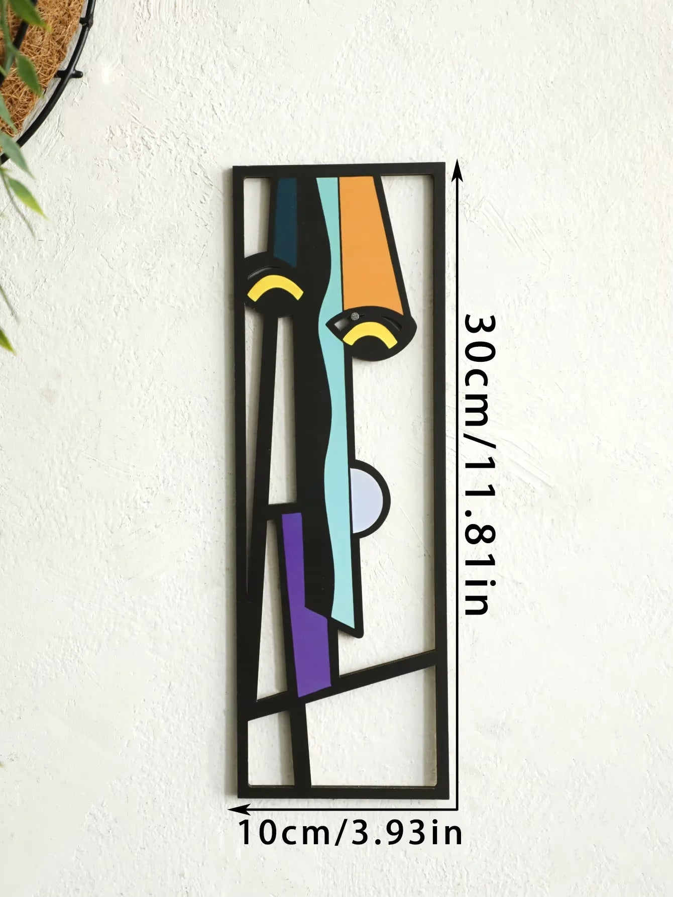 Abstract Wooden Wall Hanging Boho Modern Geometric Face Design Hanging Decor for Boho Home Decor, Living Room, Bedroom, Office
