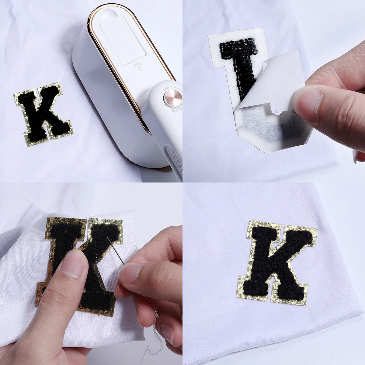 26Pcs/Set 6cm English Letter Patches Gold Edged Chenille Patches Ironing Fabric For DIY Crafts Name Sticker Bags Clothing Decor