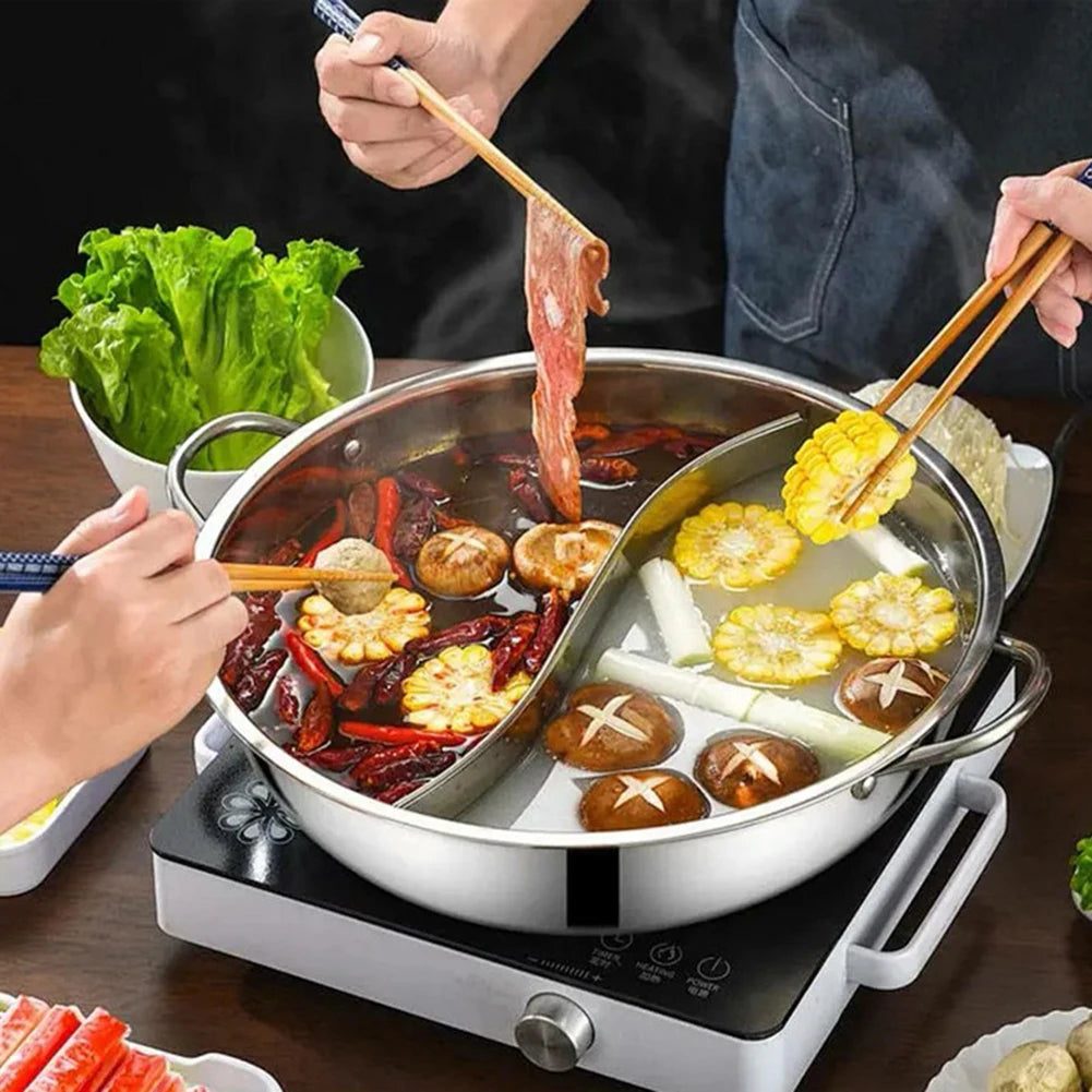 Tejesa 28cm Stainless Steel Twin Divided Double Pot Hotpot Cooker  Hot Pot Kitchen Pan