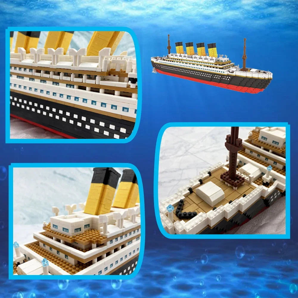 Hemasa  Titanic 3D Plastic Model Ship Building Blocks for Adults / Micro Mini Bricks Toys Kits Assemble Cruise Boat Kids Gift