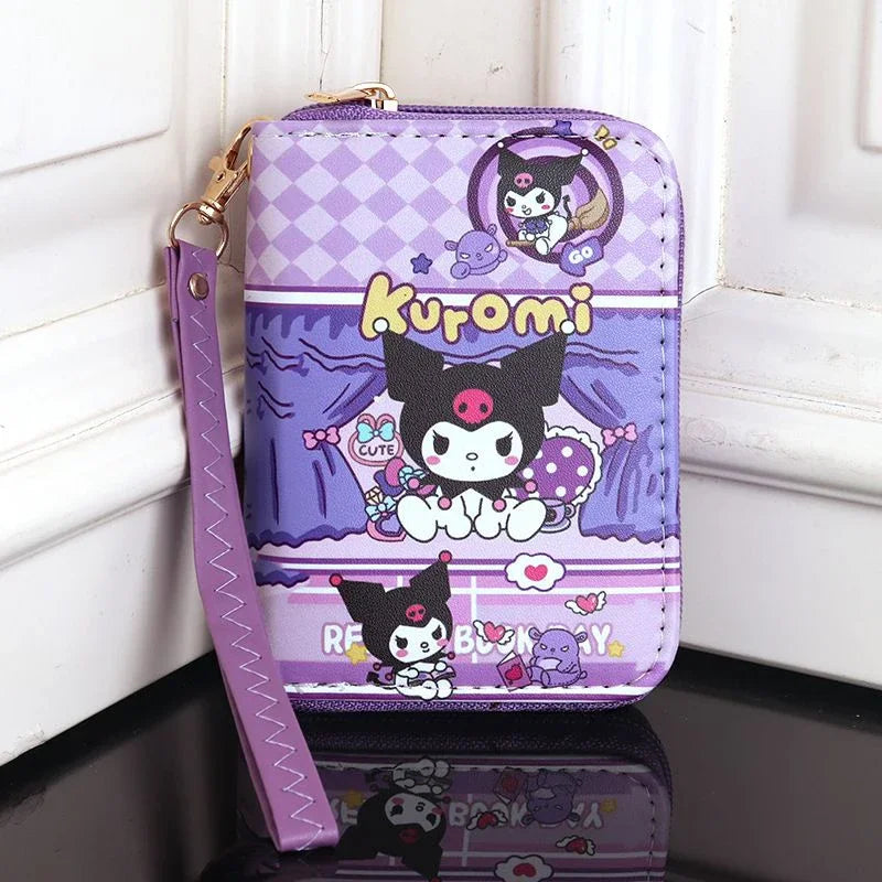Cartoon Kuromi Short Version Waterproof Money Bag Zipper Coin Purse Multiple Card Slots Wallet Portable Decoration Girl Gift